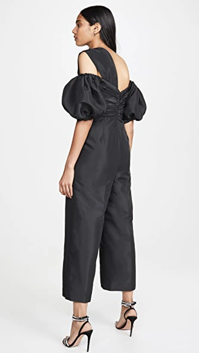 Shop Self-portrait Black Taffeta Jumpsuit