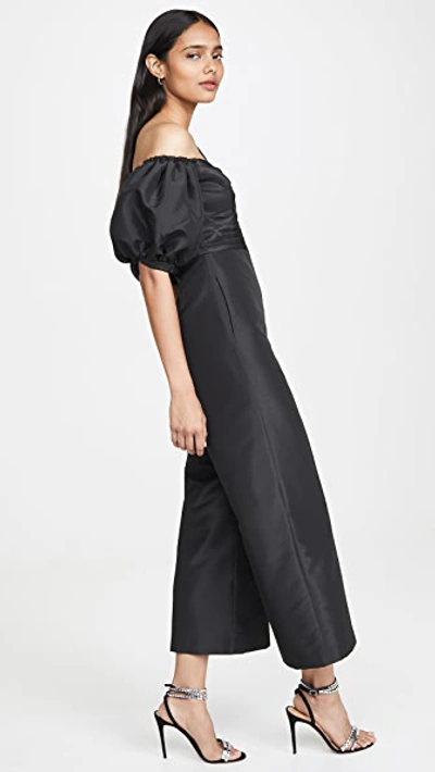 Shop Self-portrait Black Taffeta Jumpsuit