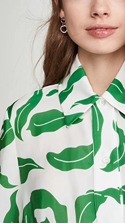 Shop Off-white Leaves Baseball Knot Shirt In White/green