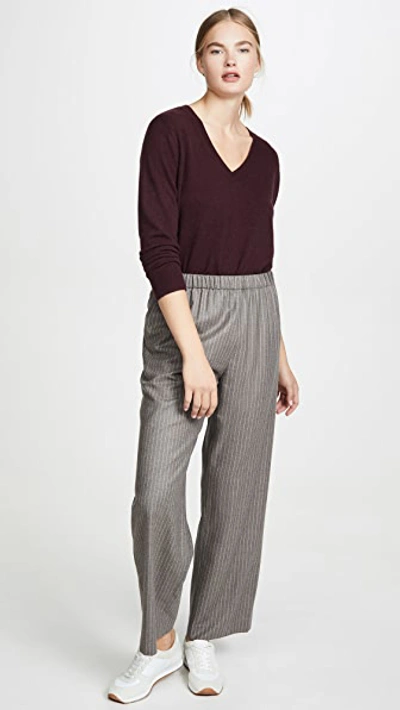 Shop Vince Weekend Cashmere V Neck Sweater In Heather Dahlia Wine