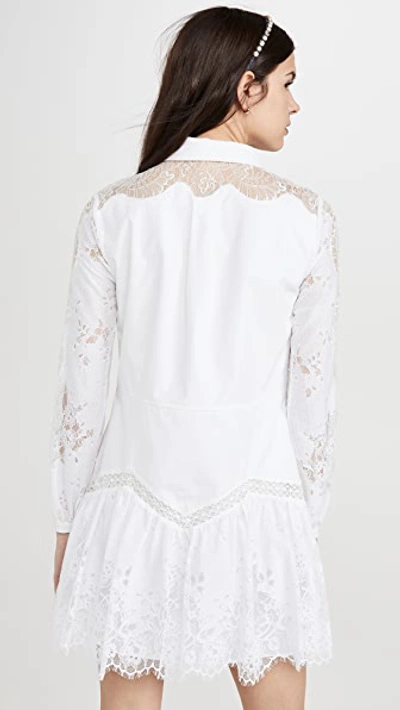 Shop Self-portrait Lace Panel Shirtdress In White