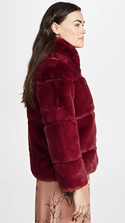 Shop Apparis Sarah Faux Fur Jacket In Ruby Red