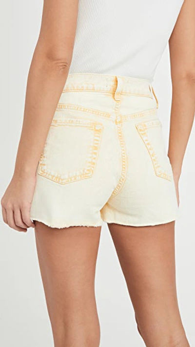 Shop 7 For All Mankind High Waist Shorts With Fray Hem In Mineral Yellow