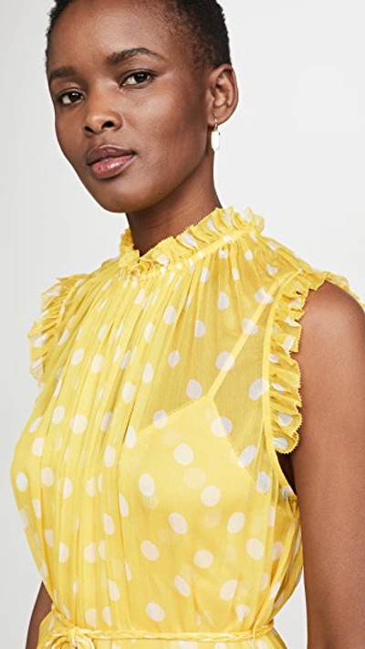 Shop Zimmermann Brightside Frilled Midi Dress In Sunflower/pearl Dot