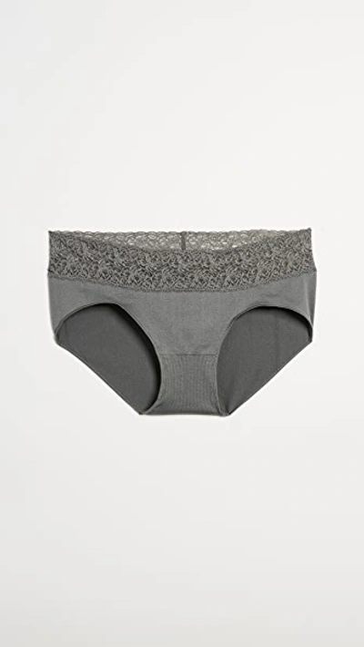 Shop Rosie Pope Seamless Maternity Panties With Lace In Graphite