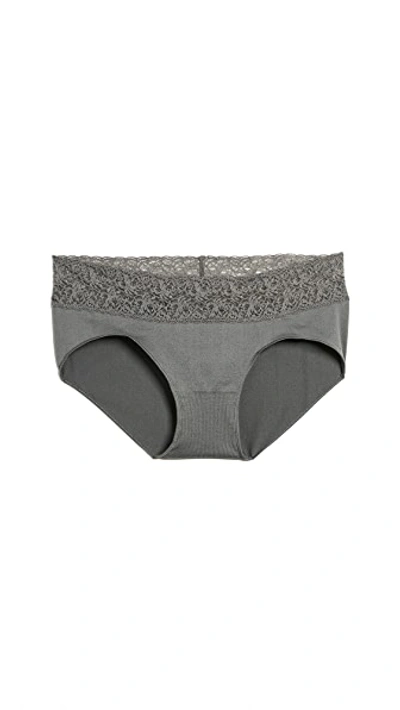 Shop Rosie Pope Seamless Maternity Panties With Lace In Graphite