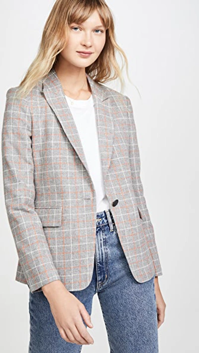 Rag & Bone Rylie Check One-button Wool Blazer In Grey Check