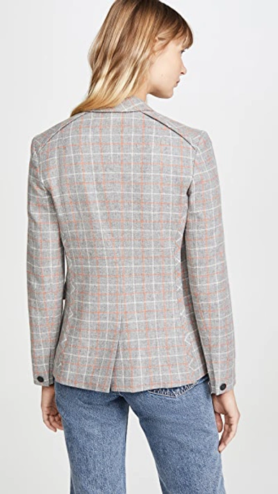 Rag & Bone Rylie Check One-button Wool Blazer In Grey Check