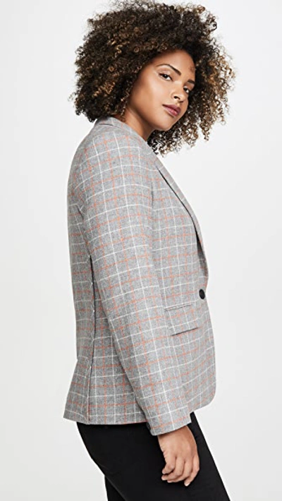 Rag & Bone Rylie Check One-button Wool Blazer In Grey Check