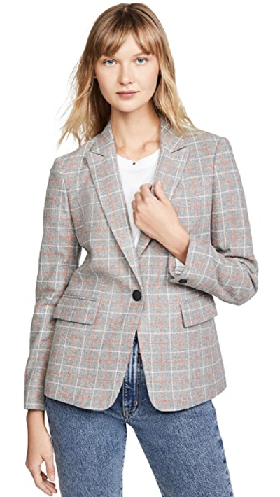 Rag & Bone Rylie Check One-button Wool Blazer In Grey Check