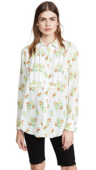 Shop Area Tuxedo Bib Blouse In Yellow Flower