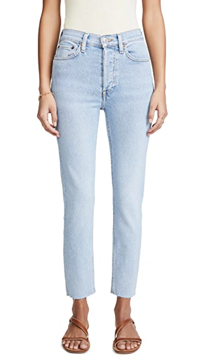 Shop Re/done 90s High Rise Ankle Crop Jeans In Light 2