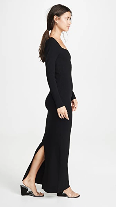 Shop Victor Glemaud Long Sleeve Ribbed Dress In Black