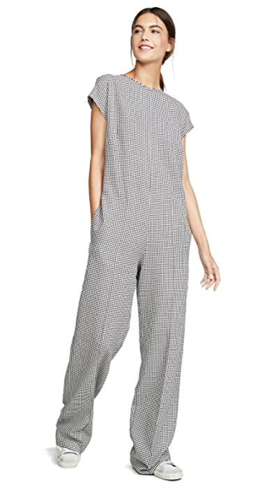 Shop Golden Goose Narumi Jumpsuit In Navy/white Check