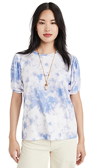 Shop Endless Rose Twist Puff Sleeve T-shirt In Blue