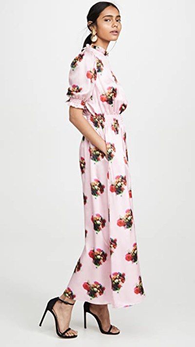 Shop Adam Lippes Floral Smocked Dress In Pink Floral