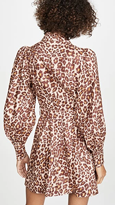 Shop Zimmermann Resistance Safari Linen Shirtdress In Cameo Leopard