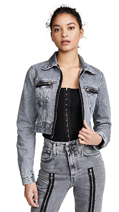 Shop Helmut Lang Femme Little Trucker Jacket In Concrete Stone