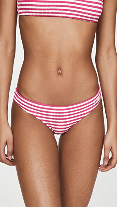 Shop Solid & Striped The Elle Bikini Bottoms In Fuchsia Stripe Rib