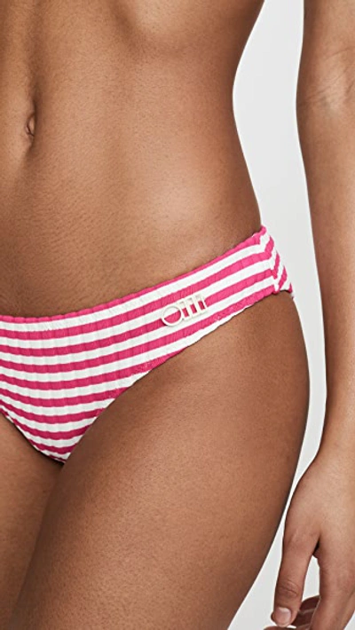 Shop Solid & Striped The Elle Bikini Bottoms In Fuchsia Stripe Rib