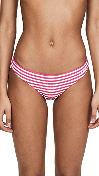 Shop Solid & Striped The Elle Bikini Bottoms In Fuchsia Stripe Rib