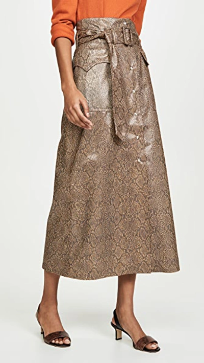 Shop Nanushka Aarohi Skirt In Brown