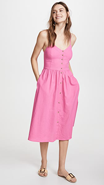 hot pink linen dress