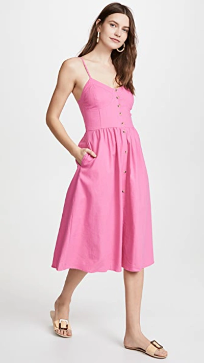 Shop Rolla's Eve Linen Dress In Hot Pink