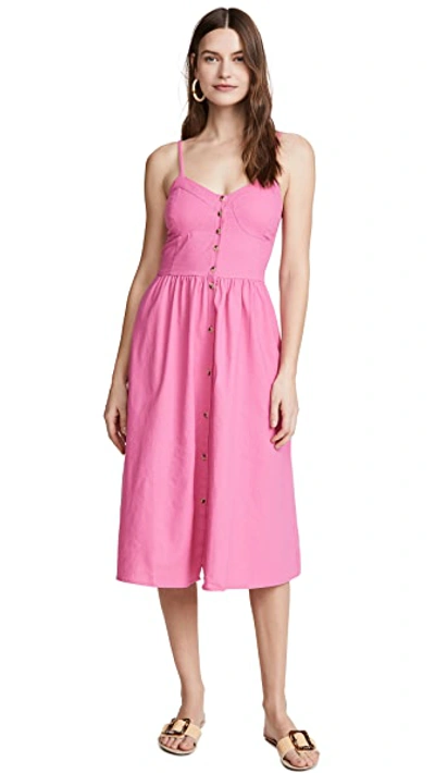 Shop Rolla's Eve Linen Dress In Hot Pink