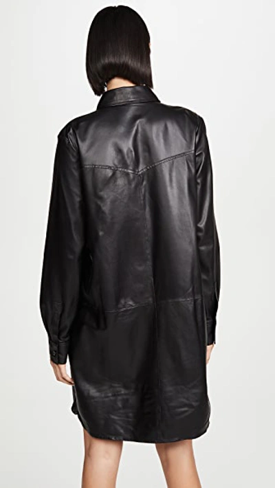 Shop Anine Bing Ivy Leather Dress In Black