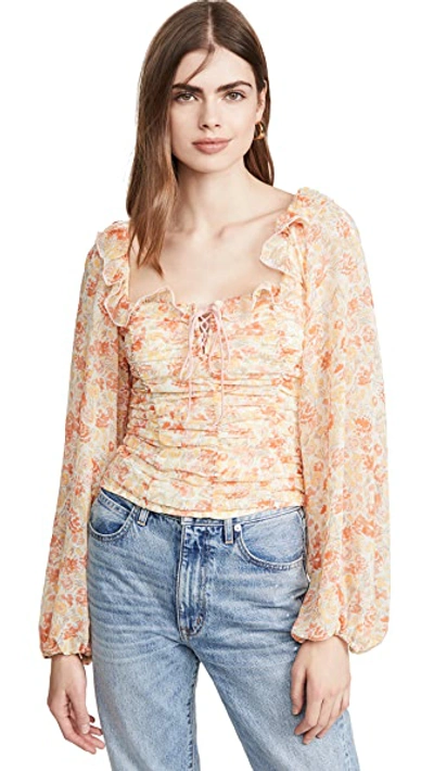 Shop Free People Mabel Printed Blouse In Spring Combo