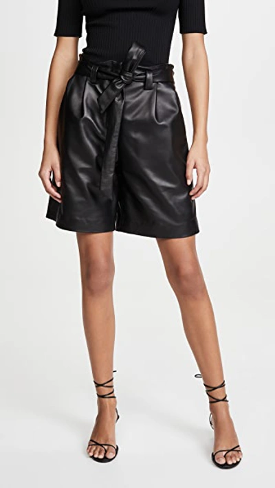 Shop Veda Luis Leather Shorts In Black