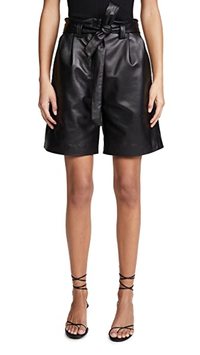 Shop Veda Luis Leather Shorts In Black