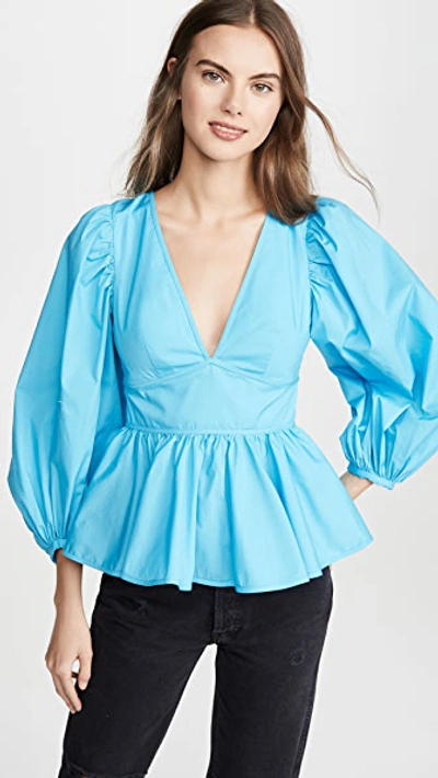 Shop Staud Luna Top In Bright Blue