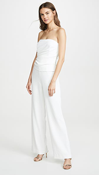 white slinky jumpsuit