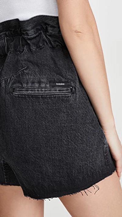 Shop Bassike Denim Paperbag Shorts In Black