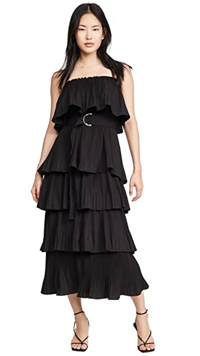 Shop Essentiel Antwerp Valentina Ruffled Dress In Black