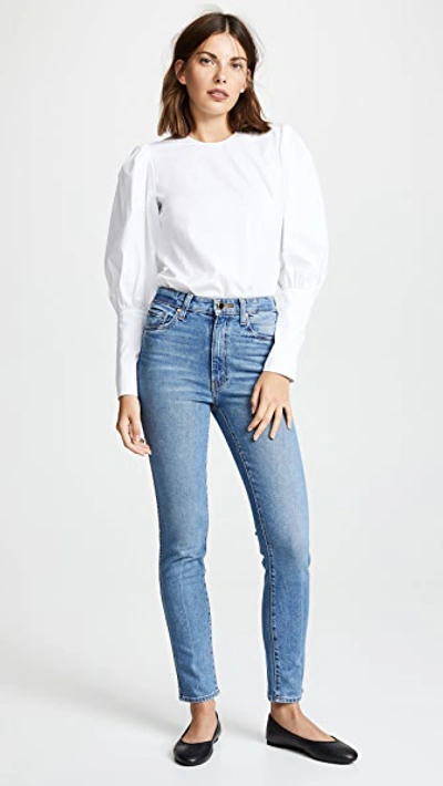 Shop Khaite Vanessa High Rise Straight Jeans In Vintage Blue