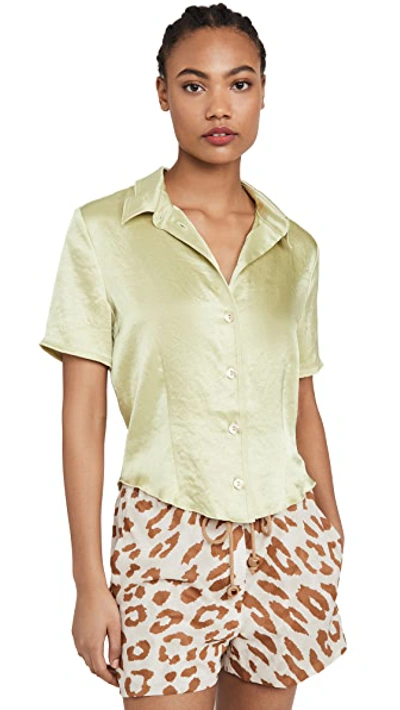 Shop Nanushka Clare Satin Top In Lime