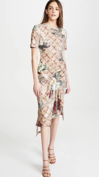 Shop Preen By Thornton Bregazzi Rio Sequined Floral Dress In Osaka Floral Red