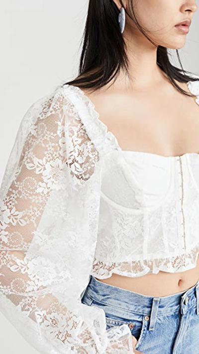 Shop For Love & Lemons Cheyenne Lace Bustier Top In Ivory Lace