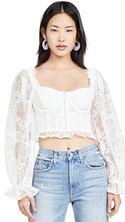 Shop For Love & Lemons Cheyenne Lace Bustier Top In Ivory Lace