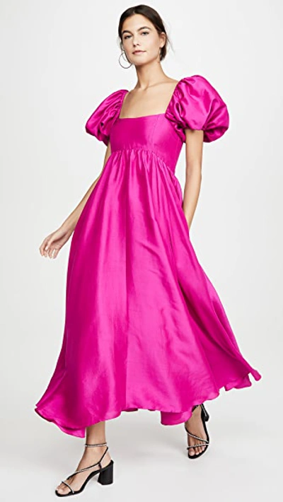 Shop Azeeza Rory Puff Sleeve Dress Magenta