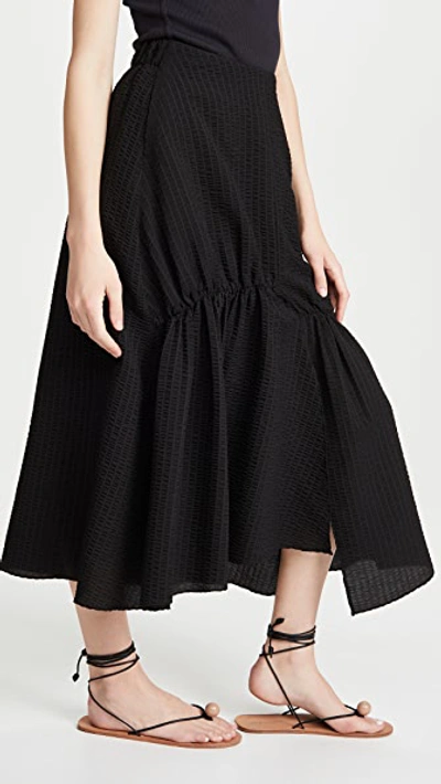 Shop Goen J Asymmetric Seersucker Skirt In Black