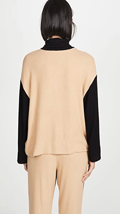 Shop Leset Lori Oversized Turtleneck Sweater In Camel/black