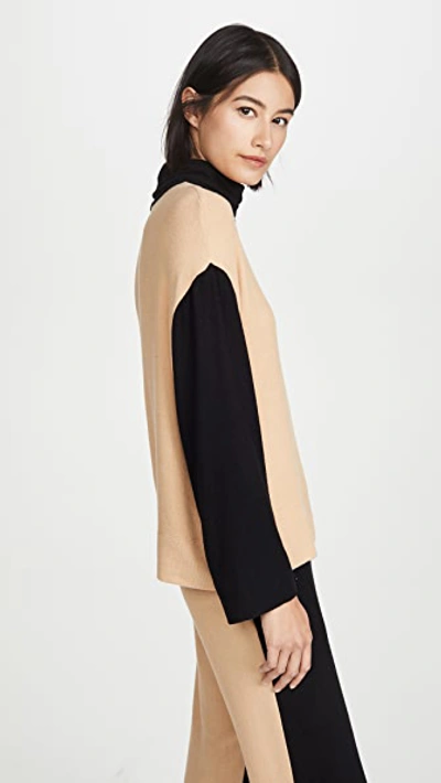 Shop Leset Lori Oversized Turtleneck Sweater In Camel/black