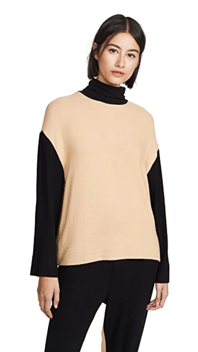 Shop Leset Lori Oversized Turtleneck Sweater In Camel/black