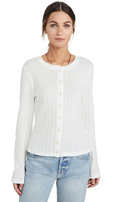 Leset Pointelle-knit Cotton-jersey Cardigan In White