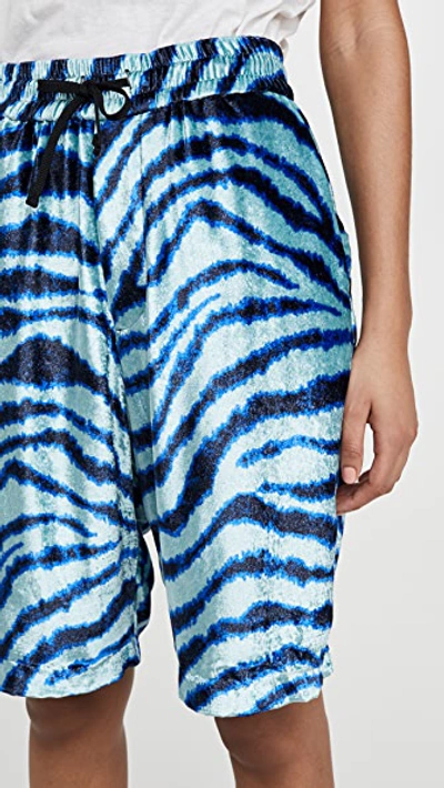 Shop R13 Baggy Shorts In Teal Zebra