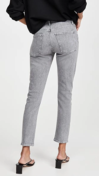 Shop Agolde Toni Mid Rise Straight Jeans In Mirror Grey